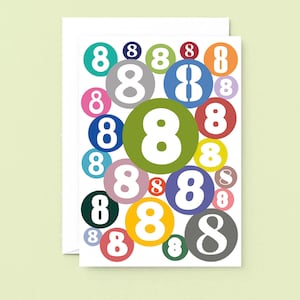 Age 8 Birthday Card | Happy 8th Birthday Card | Colourful Birthday Card For Eight Year Old | Eighth Birthday | SE2068A5