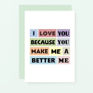 Carte d'amour sentimentale pour elle | vous faites de moi un meilleur moi | Carte d'anniversaire romantique pour femme | de proposition de petit ami | SE0152A6