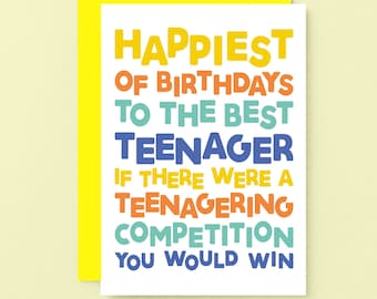 Funny Teenager Birthday Card | Cheerful Card For Teen Son Or Teen Daughter | SE0713A6