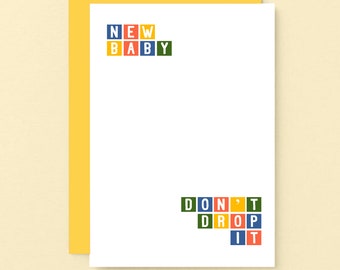 Funny New Baby Card | Congratulations New Parents | Newborn Greetings | Baby Shower | Don't Drop It | SE0265A6