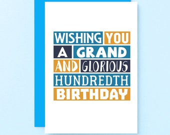 100th Birthday Card | Hundred Birthday | Happy 100th | One Hundredth Birthday Card | Happy Hundred Years | 100 Years Old | SE0255A6