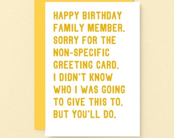 Funny Sister Birthday Card | Birthday Card For Cousin | Sarcastic Card For Brother | Funny Card For Uncle | Aunt Birthday | SE2073A6