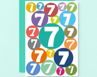 Seventh Birthday Card | Seven Year Old Birthday Card | 7th Birthday | Modern Birthday Card For Seven Year Old | SE2067A6