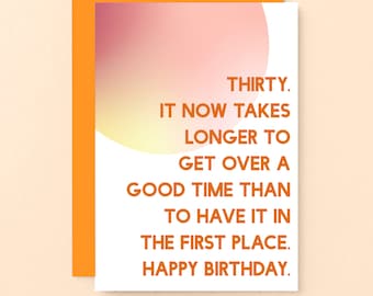 Funny 30th Birthday Card | Funny Thirty Birthday Card | 30 Years Old | Happy Thirtieth Birthday | Milestone Birthdays | SE2054A6