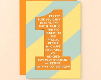 Funny 1 Year Old Birthday Card | 1st Birthday Card | SE6001A6
