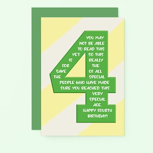 carte d'anniversaire de quatre ans | 4ème carte d'anniversaire | Quatrième anniversaire | d'anniversaire de quatre ans | SE6004A6