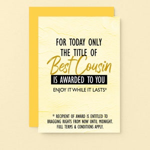 Carte de plaisanterie effrontée pour cousin | Carte d'anniversaire drôle pour cousin | Carte humoristique pour cousin | SE2203A6