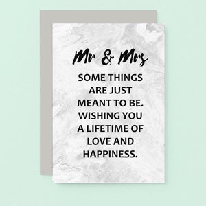Mr And Mrs Wedding Card | Congratulations Newlyweds Card | Just Married Card | SE3016A6