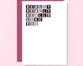 Really Like You Card | New Boyfriend Birthday Card | Love Card For Girlfriend | Anniversary Card | Friendship Card | SE0270A6