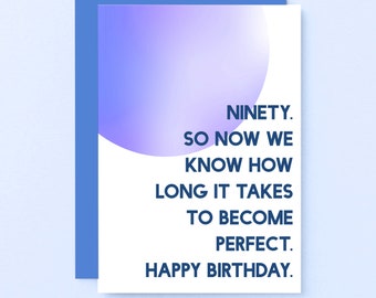 90th Birthday Card | Modern Ninetieth Birthday Greeting | SE2060A6