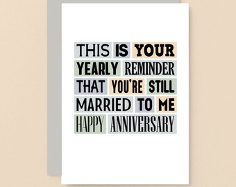 Funny Anniversary Card For Husband | Wedding Anniversary Card For Wife | Husband Anniversary Card | Happy Anniversary Wife | SE0117A6