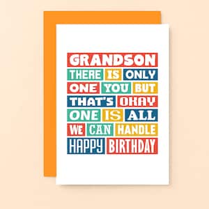 Carte d'anniversaire drôle de petit-fils | Carte d'anniversaire amusante des grands-parents | SE0347A6