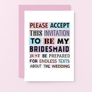 Funny Bridesmaid Proposal Card | Will You Be My Bridesmaid Card | Bridesmaid Invitation | Wedding Cards | SE0188A6