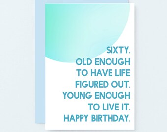 60th Birthday Card | Happy Sixtieth Birthday | Sixty Birthday Card | 60 Years Old | 60 Birthday Card For 60th | SE2057A6