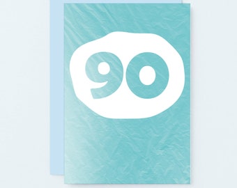 90 Years Card, Ninetieth Birthday Card,  Modern Card For Ninety Year Old | SE4068A6