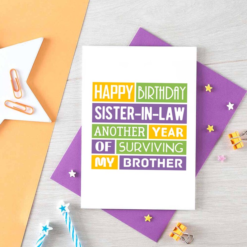 Funny Sister-in-Law Birthday Card Sister in Law Card Wife ...