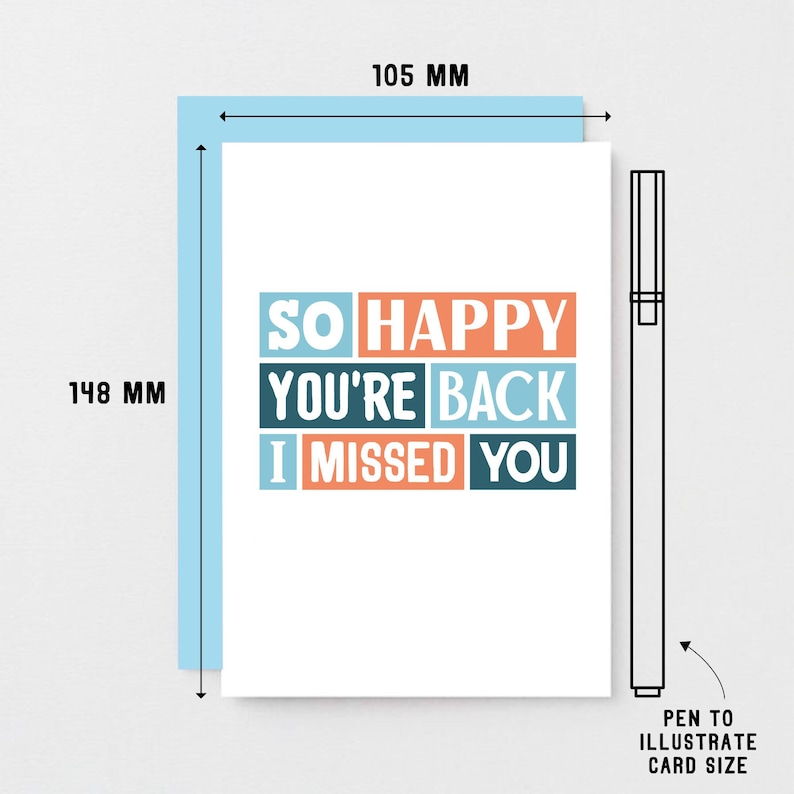 Welcome Back Card Homecoming Card Missed You Card Welcome Home Card Happy You're Back SE0219A6 Light Blue