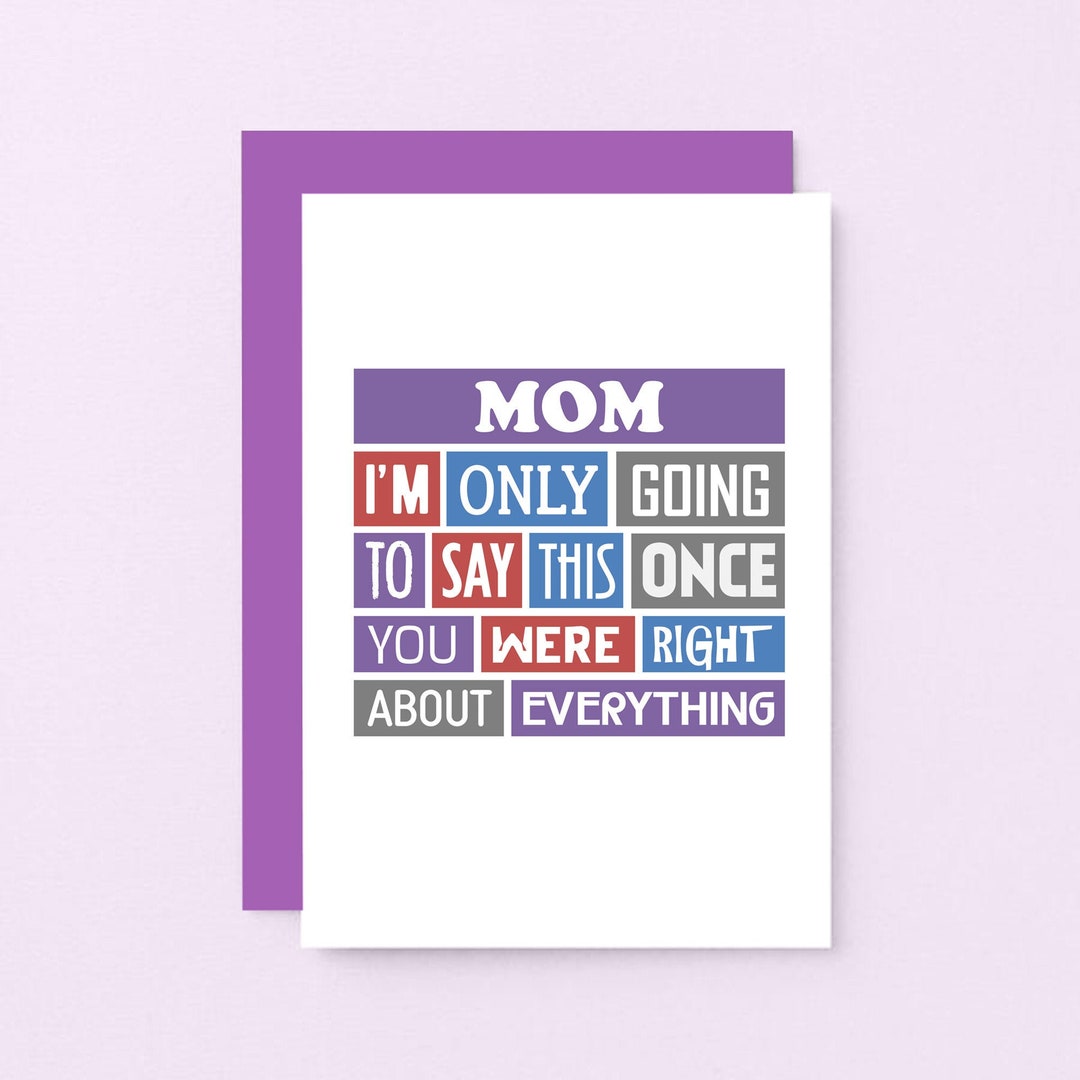 Funny Birthday Card for Mom, Just Because Card, Thanks Mom, Funny Card ...
