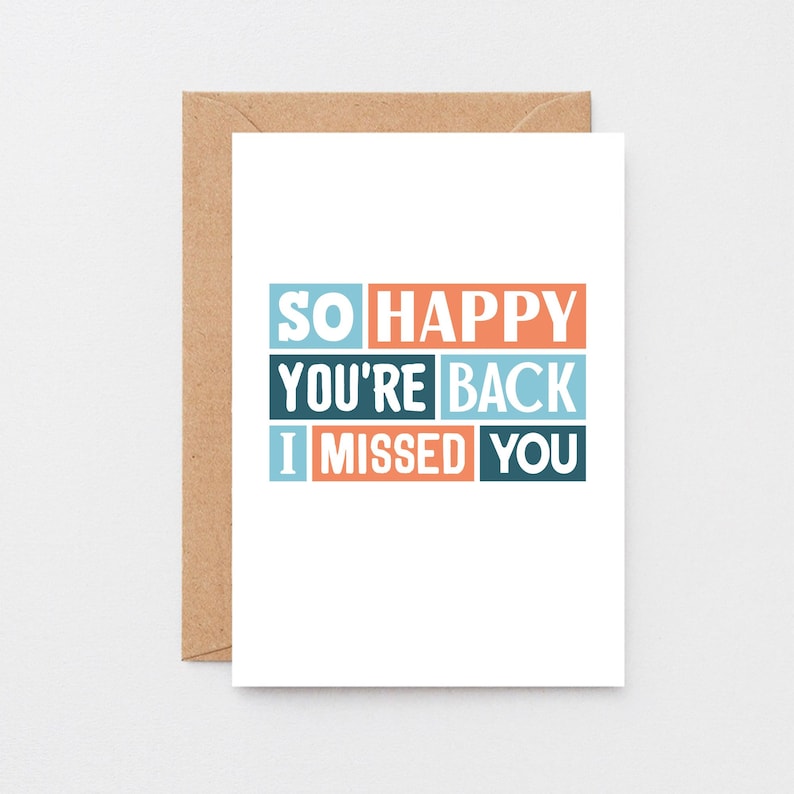 Welcome Back Card Homecoming Card Missed You Card Welcome Home Card Happy You're Back SE0219A6 Brown Kraft