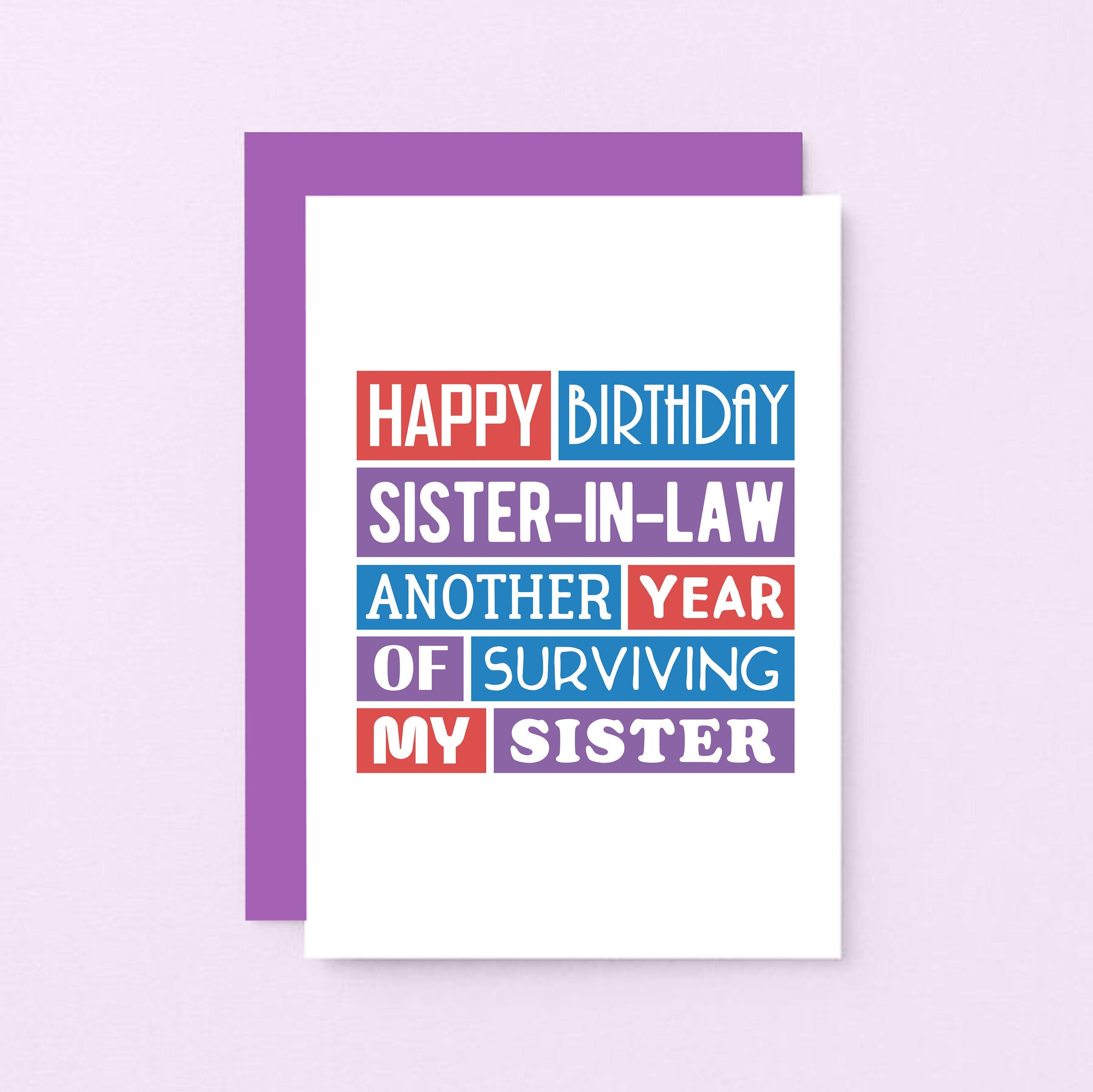 Funny Sister-in-law Birthday Card Same Sex Couple Card