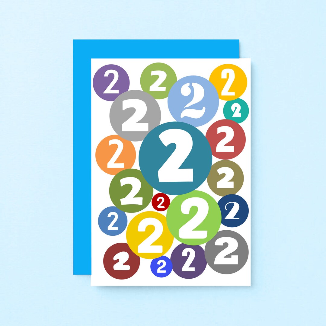 2nd Birthday Card Two Years Old Birthday Card Happy Etsy