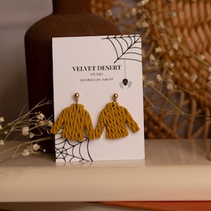 Sweater Weather Yellow Knit Sweater Polymer Clay Earrings | Cute Fall Earrings