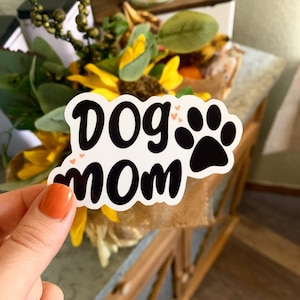 Dog Mom Sticker with Hearts | Large Dog Mom Sticker | Gifts For Dog Lovers | Water Bottle Sticker | Dog Parent | Dog Love Sticker