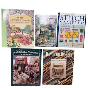 Lot of 5 Needlework Craft Books Silk Ribbon Embroidery Stitch Sampler Basketry