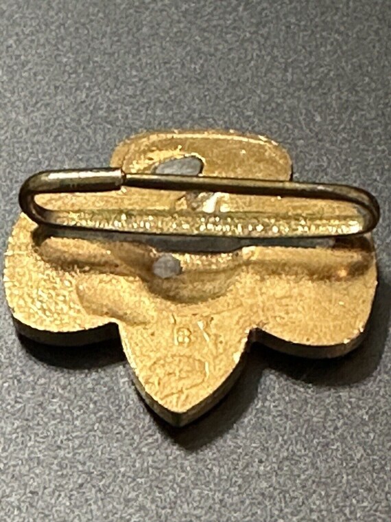 Vintage Girl Scout Trefoil Lapel Pin Gold Eagle Four … Gem