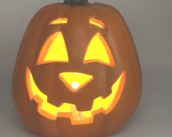 Calabaza Jack O' Lantern vintage de 1998, de espuma y papel soplado, decoración mágica de Halloween iluminada