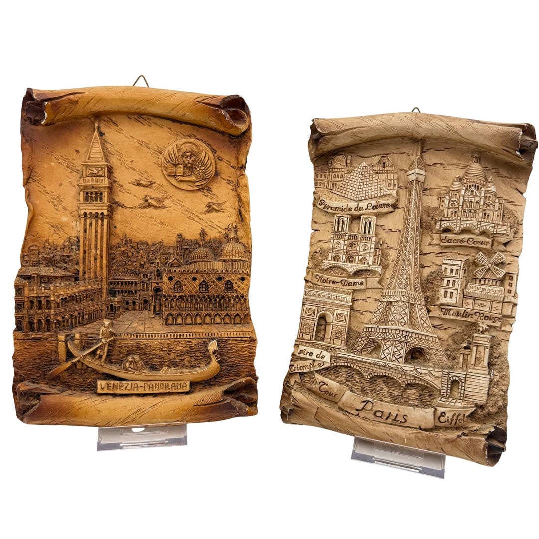 Vintage Paris Venice 3D Relief Scroll Wall Plaques Set of 2 European ...