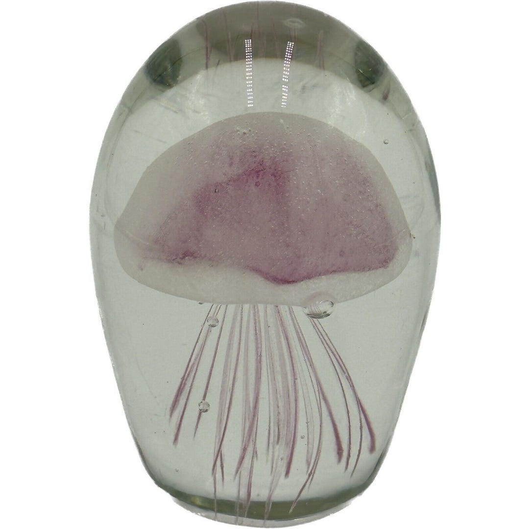 Jellyfish Paperweight Art Glass Glow in the Dark Pink 4” Ocean Beach ...
