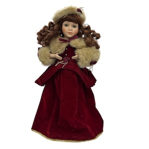 Vtg Telco Motionette Victorian Porcelain Doll 19&quot; Christmas Animated EUC Video