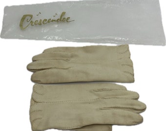 Vtg Crescendoe Ladies Cream Dress Gloves Sz 6.5 Costume Women’s Core Off White