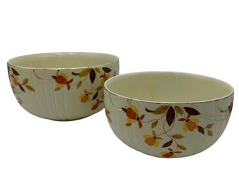 Vtg Hall's Superior Jewel Tea Autumn Leaf Leaves Fall Nesting Mixing Bowls Large