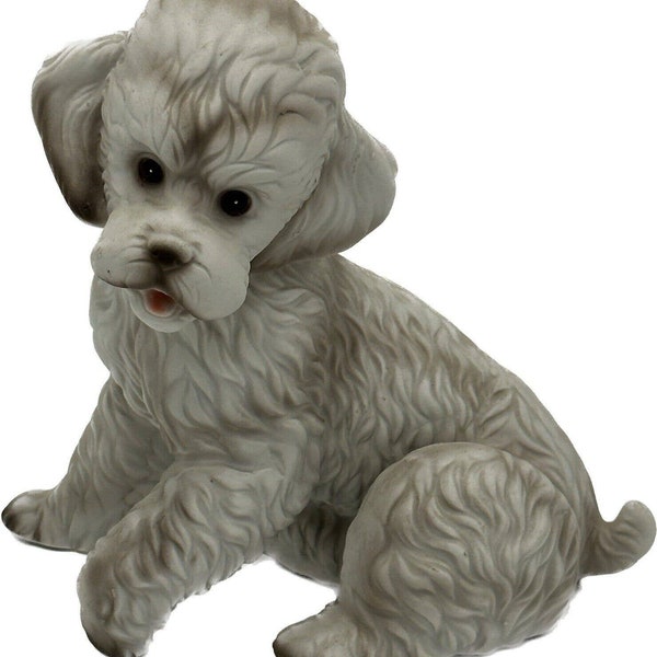 Vtg Royal Crown White Poodle Dog Porcelain Figurine MCM Granny Core 7” RARE