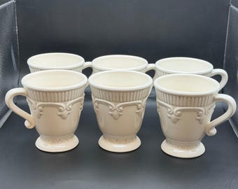 Set di 6 tazze da caffè bianche vittoriane in stile francese Fleur di Macy's, vintage