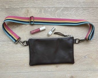 Gray Leather Cross Body Purse