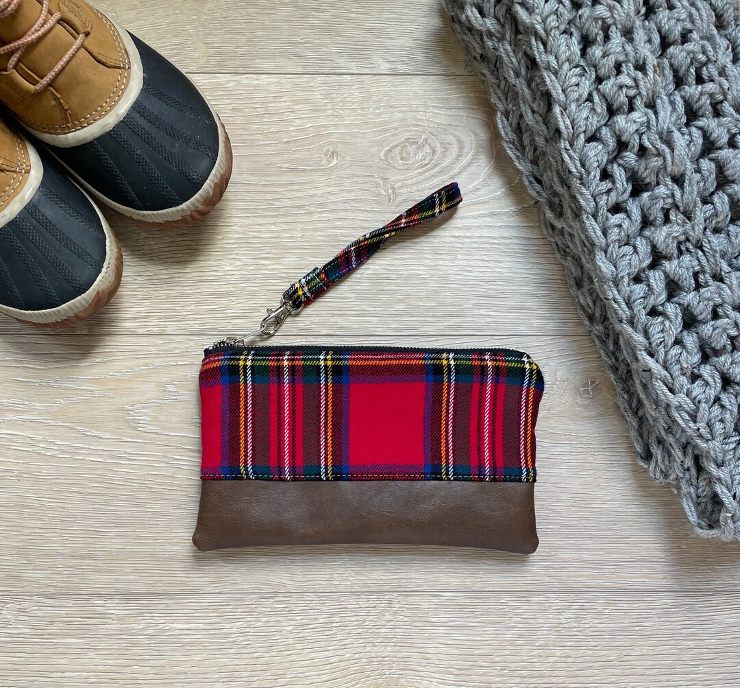Red and black plaid purses sale