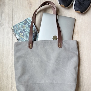 Gray canvas tote bag • canvas tote bag • tote bag • canvas bag • shoulder bag • gray tote bag