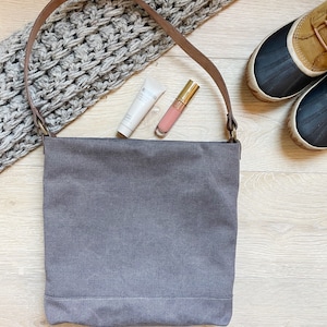 Canvas Hobo Bag • hobo purse • moon gray hobo handbag • slouchy shoulder bag • slouchy purse • shoulder bag • canvas hobo bag • purse