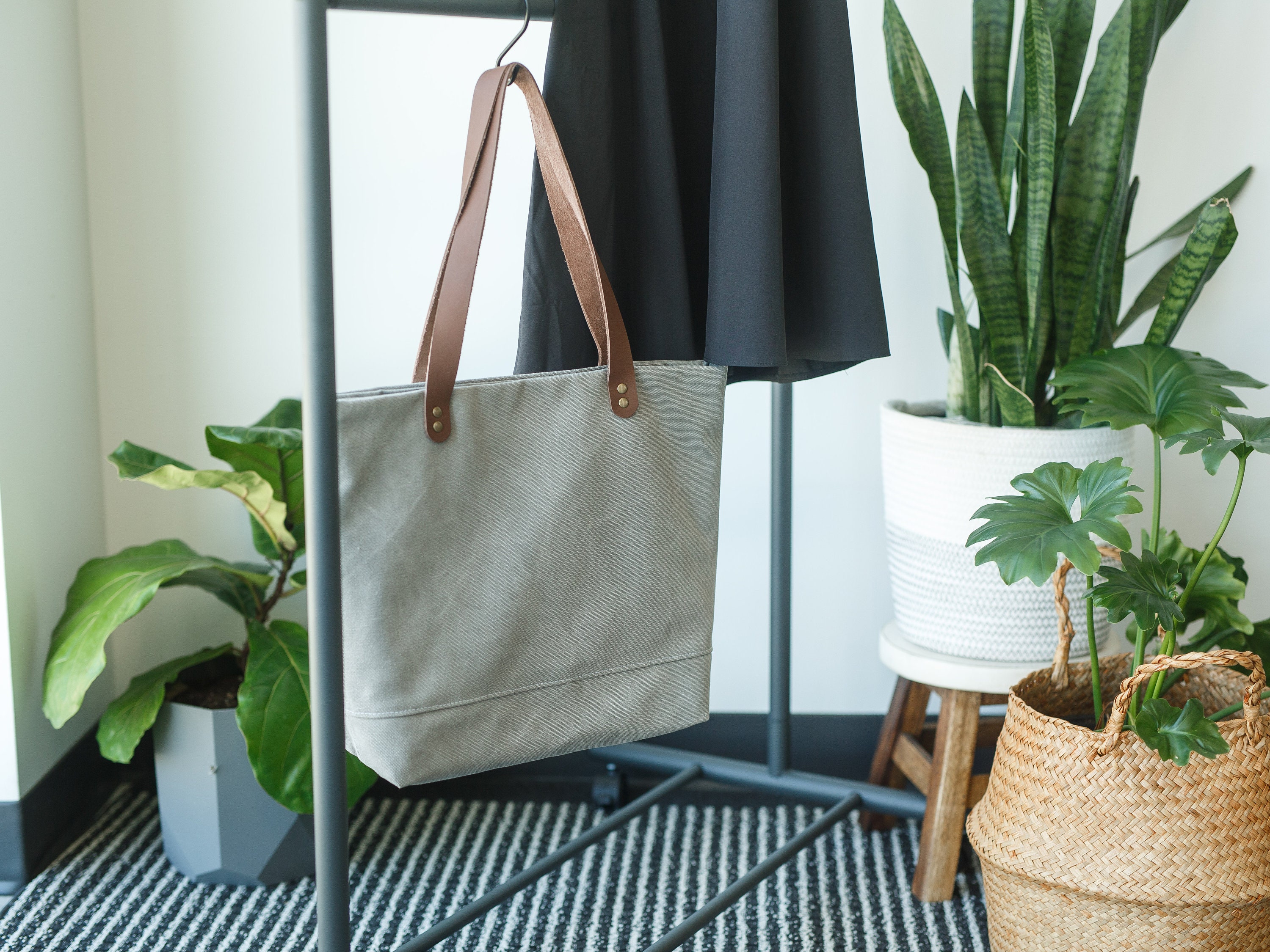 Gray Canvas Tote Bag • Canvas Tote Bag • Tote Bag • Canvas