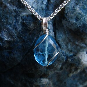 Swiss Blue Topaz Necklace, Genuine Blue Topaz Pendant, December Birthstone Necklace image 6