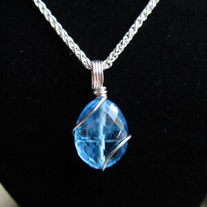 Swiss Blue Topaz Necklace, Genuine Blue Topaz Pendant, December Birthstone Necklace image 2