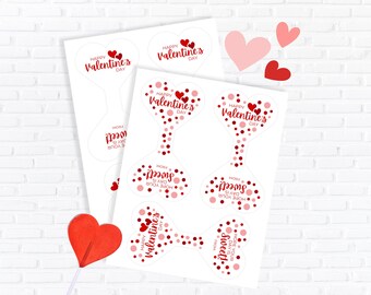Printable Heart Lollipop Holder: Valentine's Day Card & Tag (PDF Download)