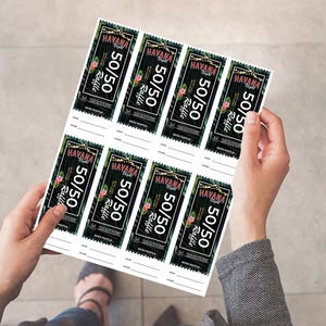 Druckbare 50/50 Raffle Lose: gebt eurer Spendensammlung einen Hauch von Havanna Night Party!