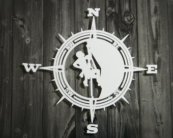 Rock Climber - Compass Edition 5.5"w x 5"h Premium Die-Cut Vinyl Decal Sticker for Auto, Boats, Walls, Laptop and More