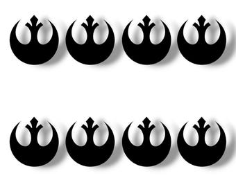 Ensemble de mini-autocollants 2,5 cm Rebel Alliance - Lot de 8 | Autocollants en vinyle inspirés de SW pour voitures, ordinateurs portables, bouteilles d'eau et plus encore !