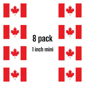 Canada Flag Die-Cut Vinyl Decal Sticker  for Auto, Boats, Walls, Laptop and More (6x3 or 1 Inch Mini-8 Pack)