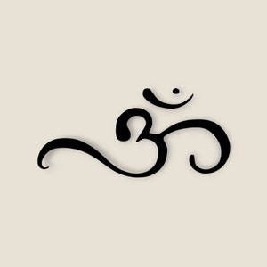 Peut inclure: Une illustration en noir et blanc du symbole Om, un son sacr&eacute; dans l'hindouisme et le bouddhisme.